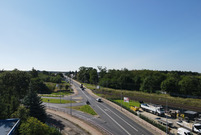 Ulica 1 Maja i przejazd kolejowy na linii Poznań - Wrocław