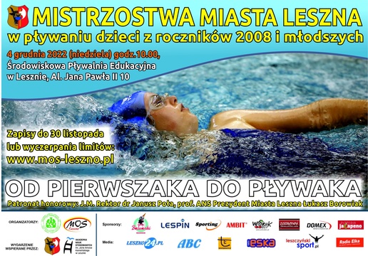 Mistrzostwa Miasta Leszna w pływaniu dzieci w rocznikach 2008 i młodsze