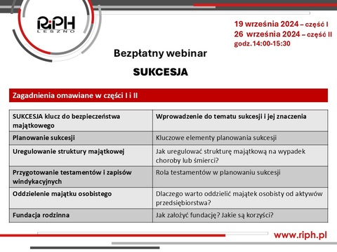 Bezpłatny webinar SUKCESJA