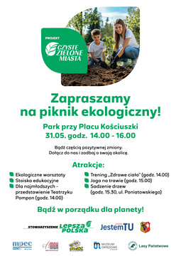 Zapraszamy na Piknik Ekologiczny w Parku Kościuszki!