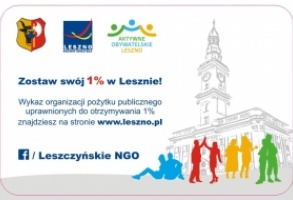Plakat informacyjny akcji Zostaw Swój 1% w Lesznie