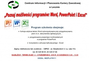 „Poznaj możliwości programów: Word, PowerPoint i Excel