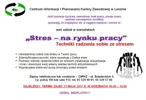 Stres na rynku pracy - Techniki radzenia sobie ze stresem - bezpłatne szkolenie