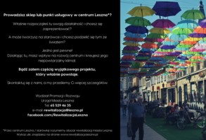 Zdjęcie, Nowa inicjatywa w centrum Leszna. Bądź jej częścią!