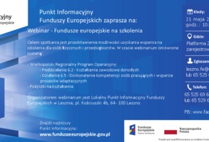 Fundusze Europejskie na szkolenia- wwebinarium
