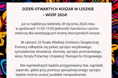 Dzień Otwartych Koszar w Lesznie - WOŚP 2024!