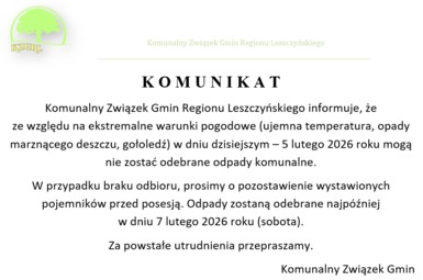 Komunikat Przewodniczącego KZGRL